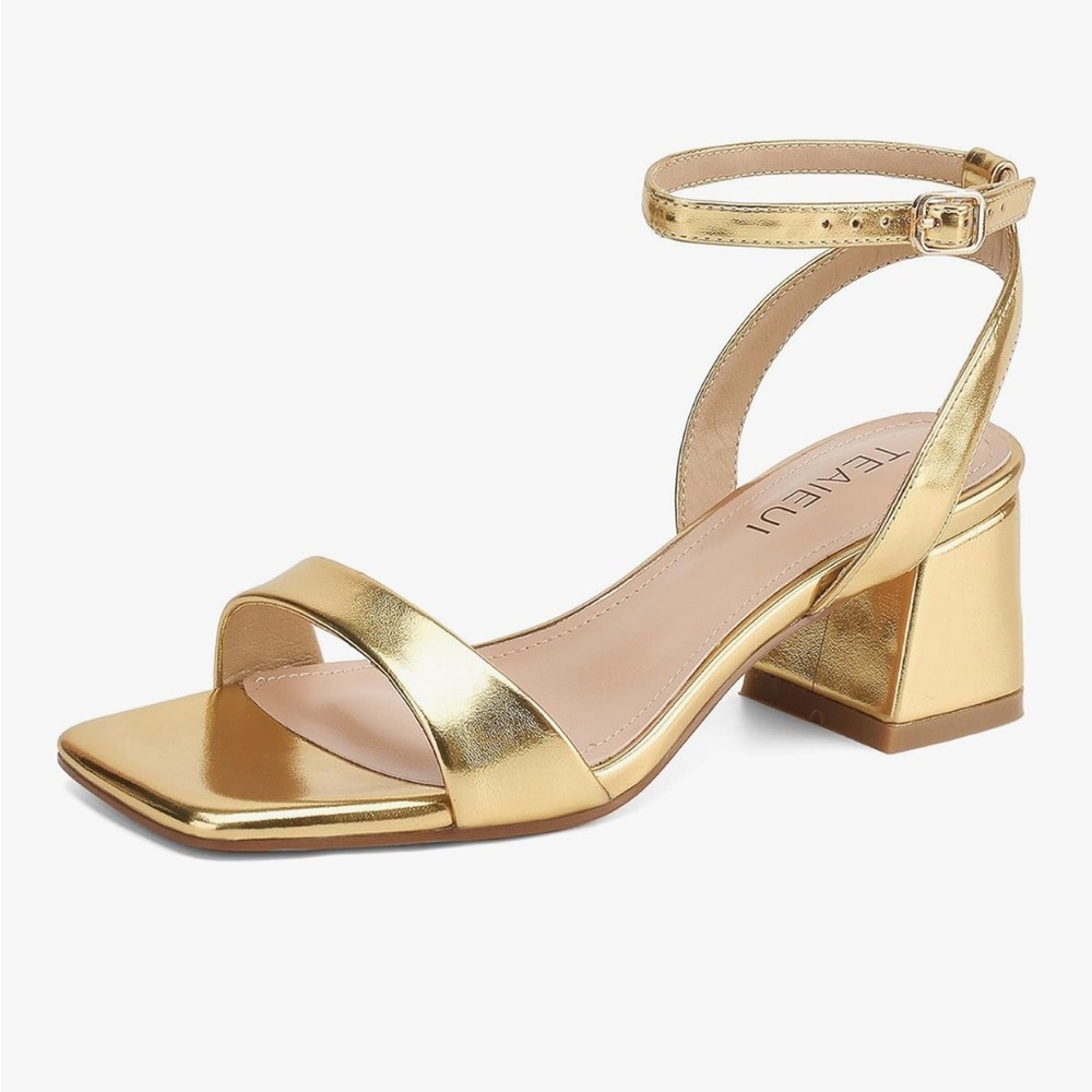 Gold Women's Block Heel Sandals